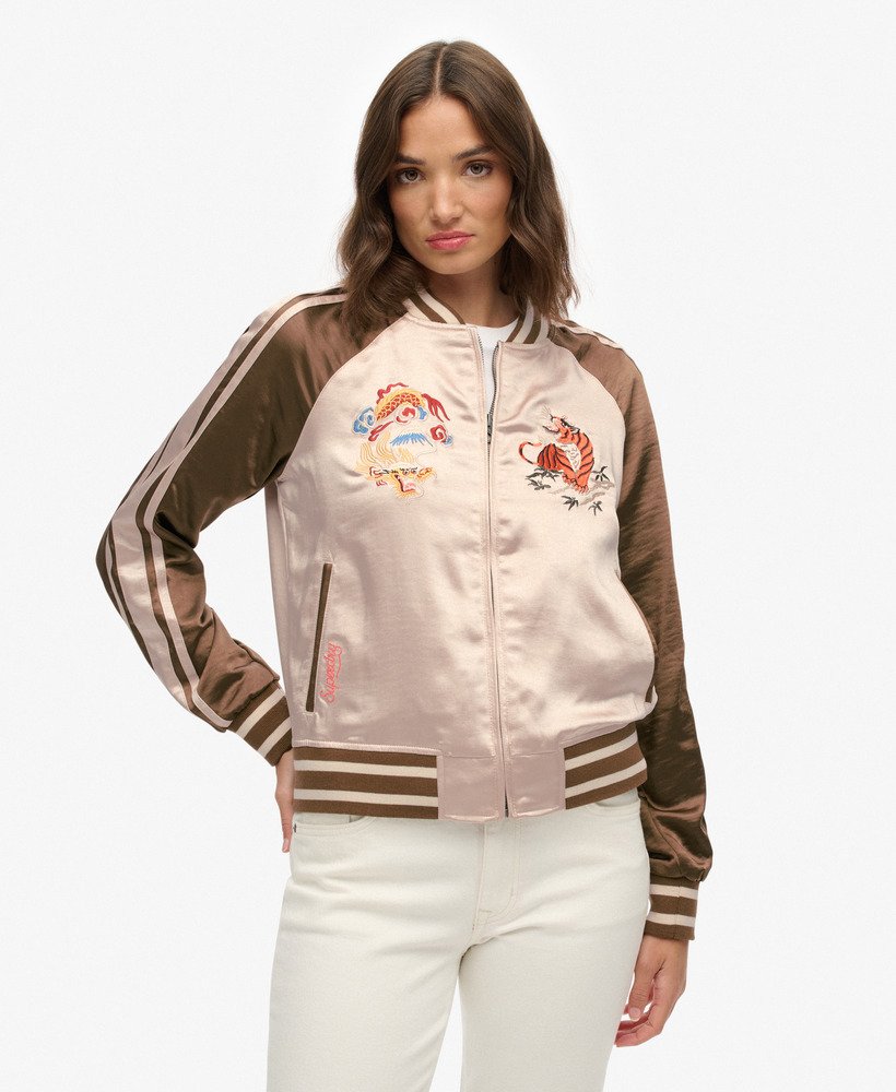 womens Suikajan Embroidered Bomber in Champagne/Antique Bronze