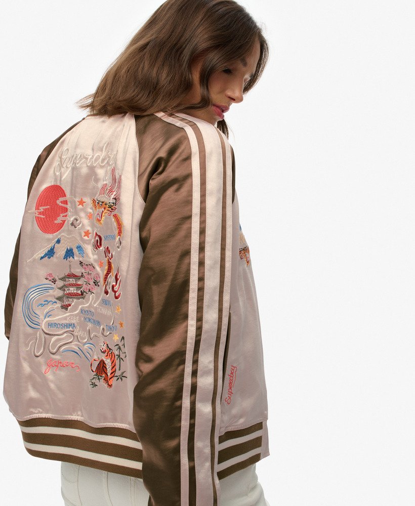 womens Suikajan Embroidered Bomber in Champagne/Antique Bronze