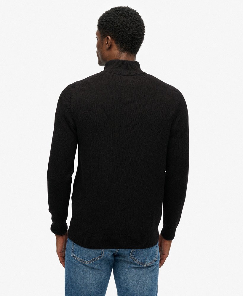 mens Wool Blend Half Zip Jumper in Black | Superdry US