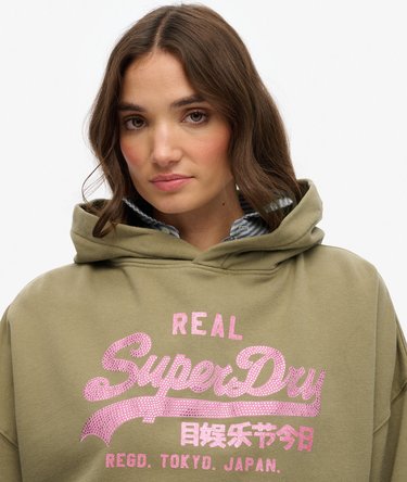 Vintage Logo Rhinestone Hoodie Image 4