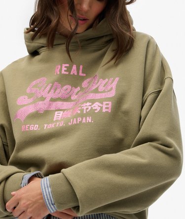 Vintage Logo Rhinestone Hoodie Image 2