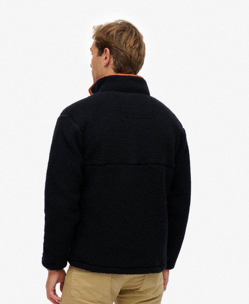mens Fuji Popper Neck Fleece in Eclipse Navy | Superdry UK