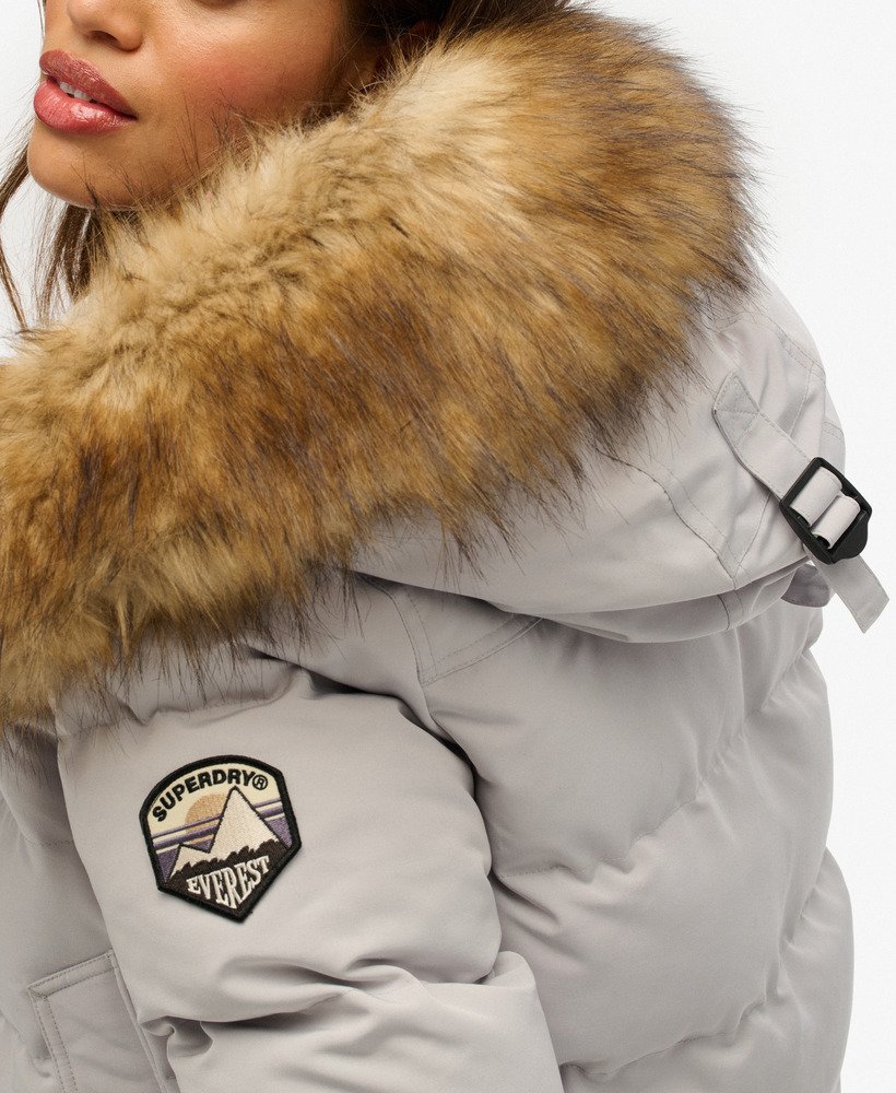 womens Everest Hooded Bomber Jacket in MOONLIGHT GREY | Superdry CA-EN