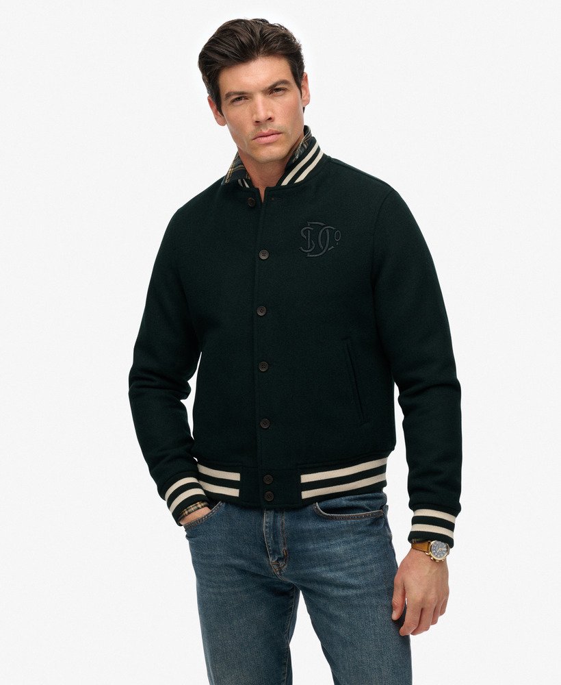 Essentials Herren Bomberjacke Aus Wolle – Lässige Passform, Gebürstetes Material, Übergrößen