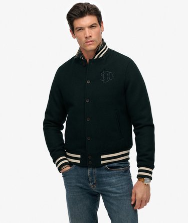 Varsity Monogram Wool Bomber Jacket Image 5