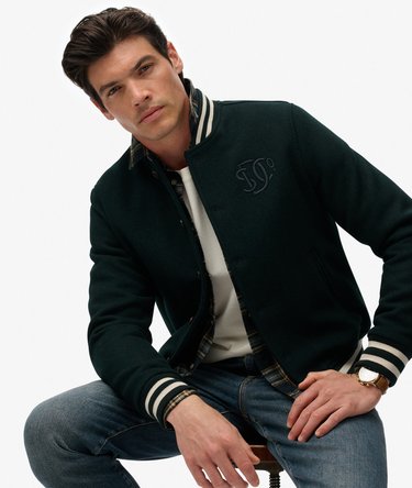 Varsity Monogram Wool Bomber Jacket Image 2