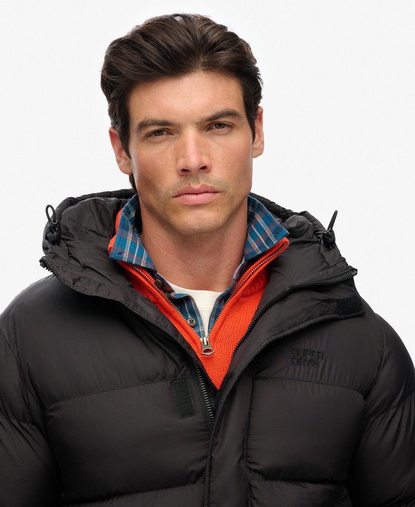 mens Hooded Tech Padded Jacket in Black | Superdry US