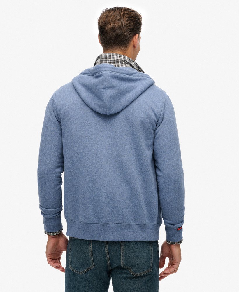 mens Essential Logo Half Brushed Zip Hoodie in Jeans Blue Marl