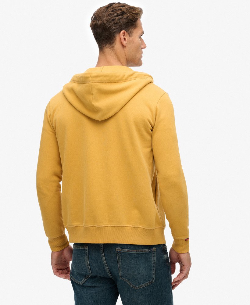 mens Essential Logo Half Brushed Zip Hoodie in Denim Co Ochre