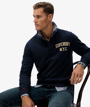 Vintage Athletic Henley Sweatshirt Image 2