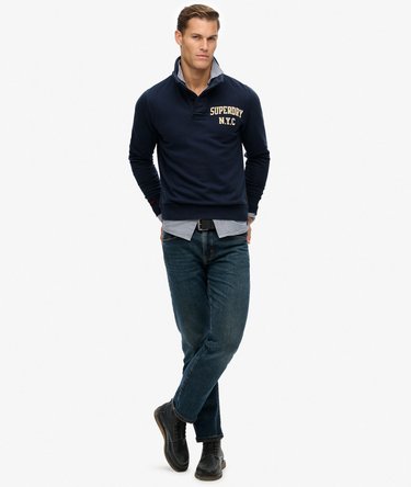 Vintage Athletic Henley Sweatshirt Image 3