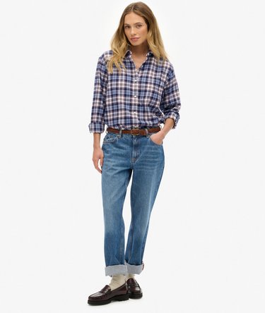 Kariertes Hemd aus Flanell im Boyfriend-Stil Image 3