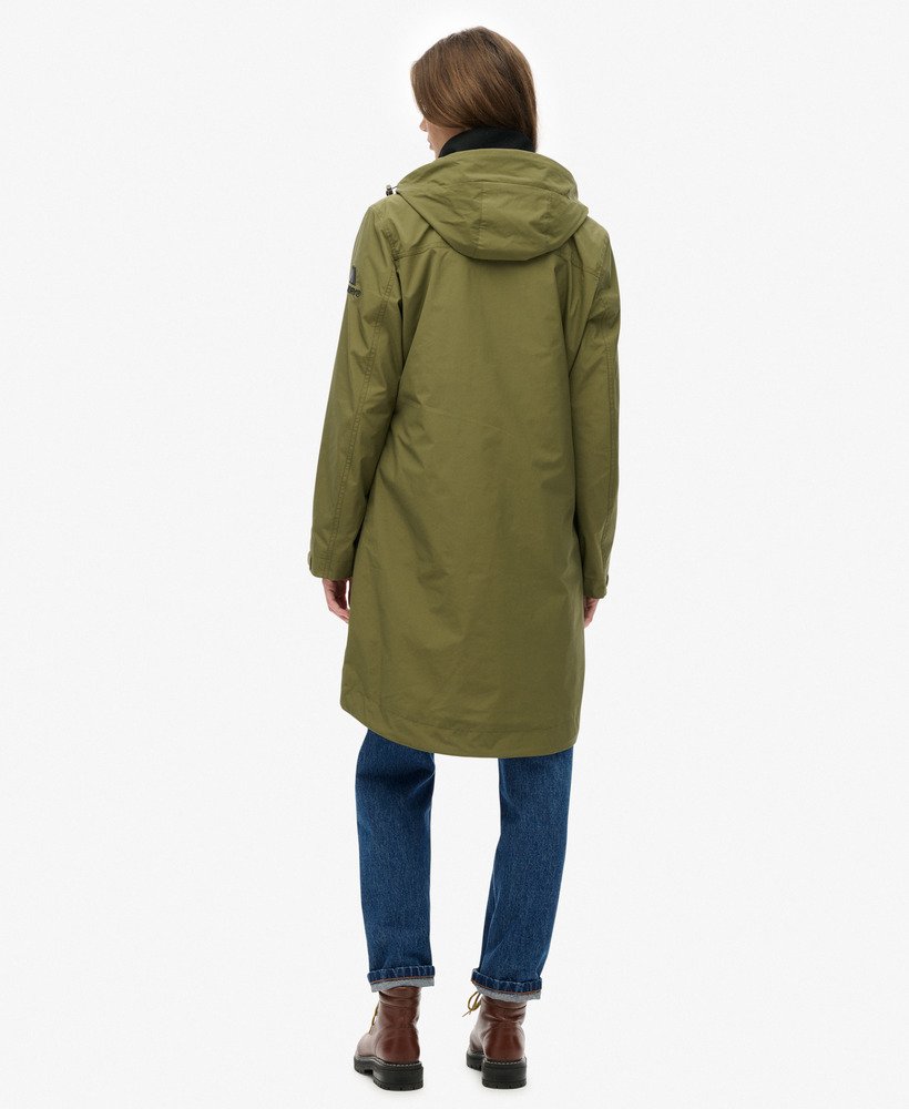 womens Hooded Longline Shell Parka in KHAKI GREEN | Superdry US