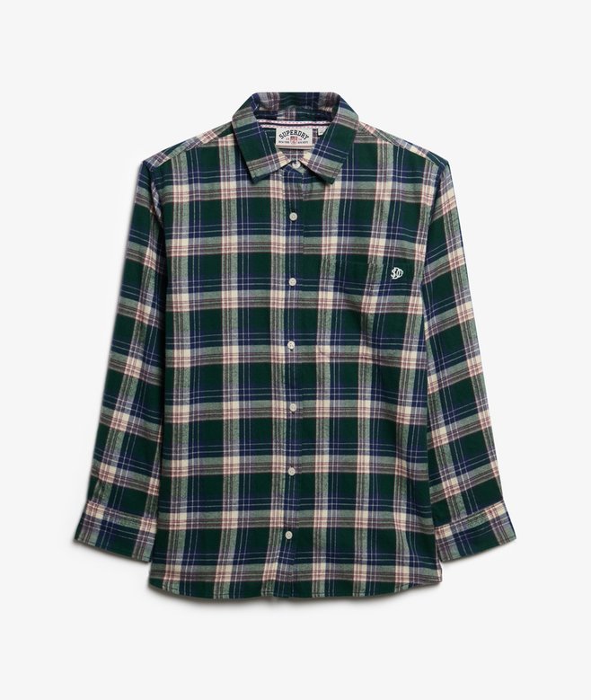 Chemise boyfriend en flanelle à carreaux carreaux verts mélangés