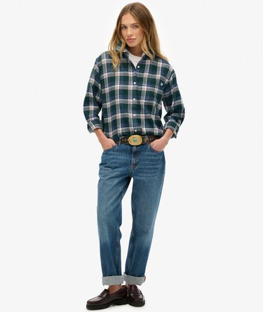 Kariertes Hemd aus Flanell im Boyfriend-Stil Image 3