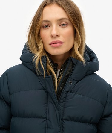 Hooded Sports Puffer Mid Length Jacket Image 4
