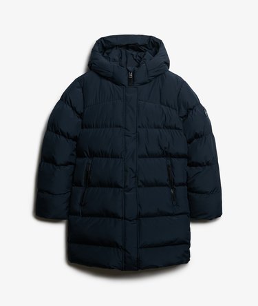 Hooded Sports Puffer Mid Length Jacket Image 8