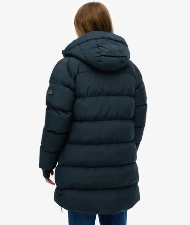 Hooded Sports Puffer Mid Length Jacket Image 6