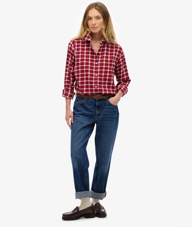 Camisa de franela a cuadros de corte boyfriend Image 3