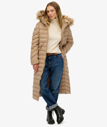 Fuji Faux Fur Hooded Longline Image 1