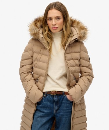 Fuji Faux Fur Hooded Longline Image 5