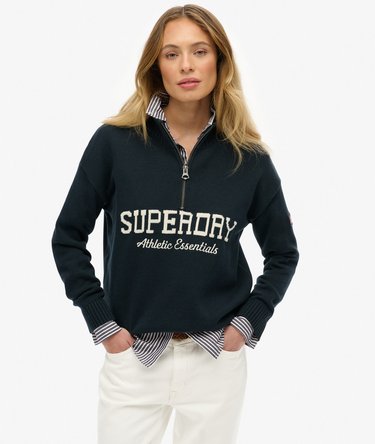Slouchy Graphic Half Zip Jumper Image 1