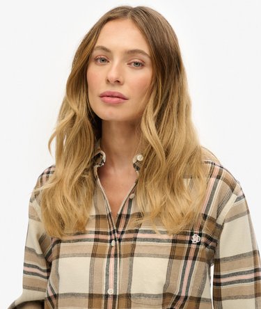Camisa de franela a cuadros de corte boyfriend Image 4