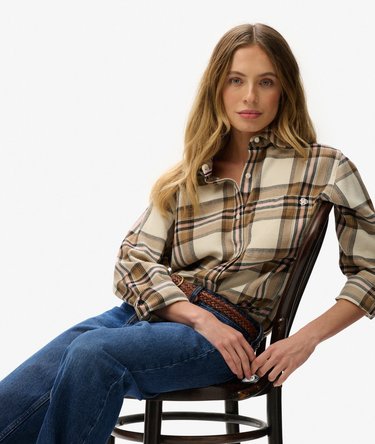 Camisa de franela a cuadros de corte boyfriend Image 2