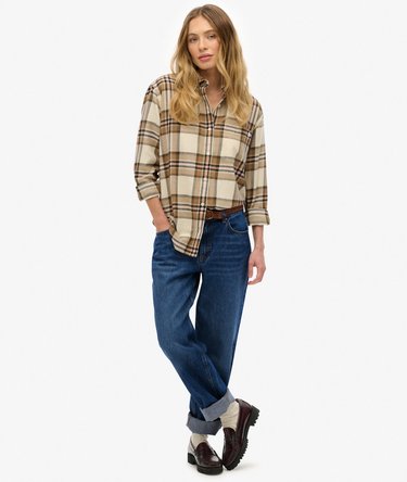 Camisa de franela a cuadros de corte boyfriend Image 3