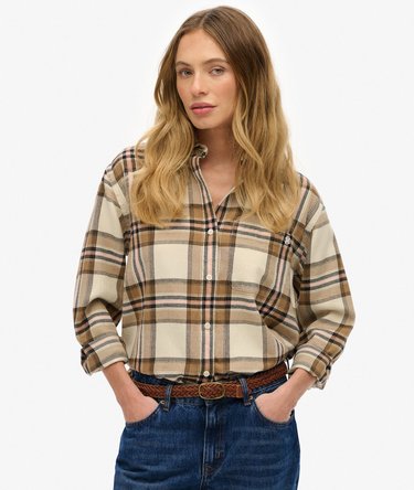 Camisa de franela a cuadros de corte boyfriend Image 1