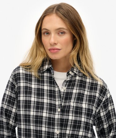 Camisa de franela a cuadros de corte boyfriend Image 4