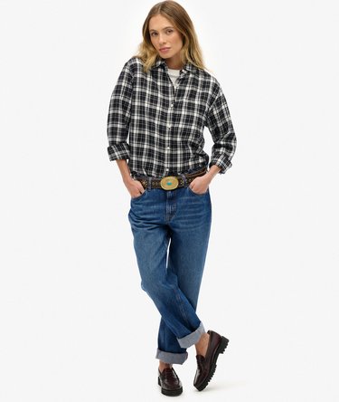 Camisa de franela a cuadros de corte boyfriend Image 3
