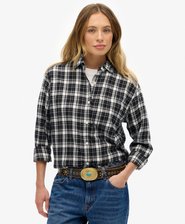 Camisa de franela a cuadros de corte boyfriend