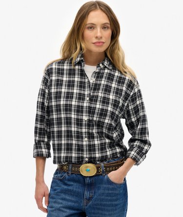 Camisa de franela a cuadros de corte boyfriend Image 1