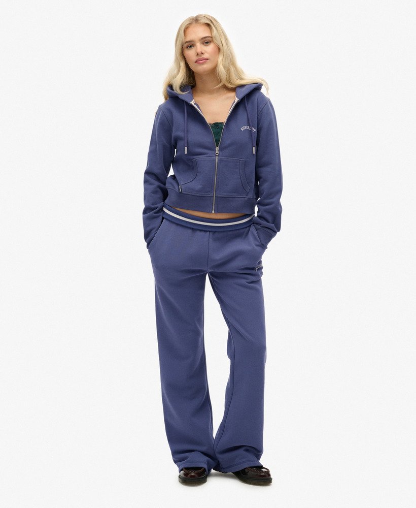 womens Essential Logo Cropped Zip Hoodie in Mariner Navy | Superdry US