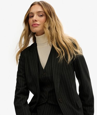 Pinstripe Boyfriend Blazer Image 2