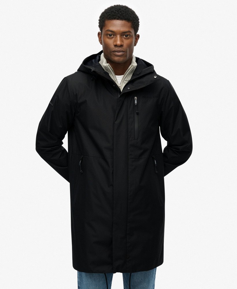 mens Hooded Tech Fishtail Parka in Black | Superdry US