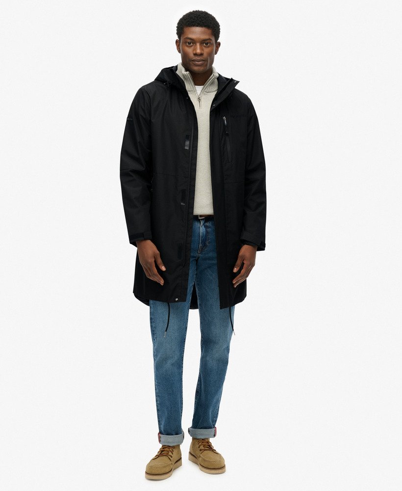 mens Hooded Tech Fishtail Parka in Black | Superdry US