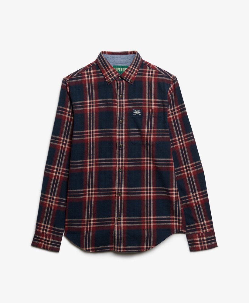 mens Long Sleeve Cotton Lumberjack Shirt in Michigan Check Navy