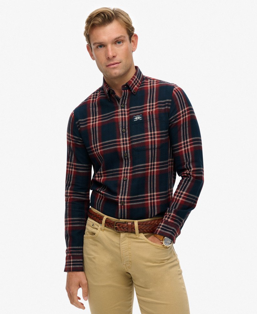 Superdry ラガーシャツ ネイビー サイズ15 mens Long Sleeve Cotton Lumberjack Shirt in Michigan Check Navy