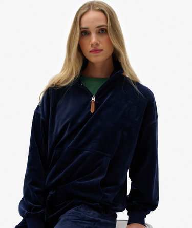 Country Club velours trui met kwartrits Image 2