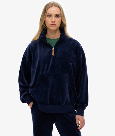 Country Club velours trui met kwartrits Image 1