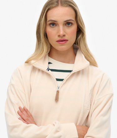 Felpa mezza zip in velluto Country Club Image 4