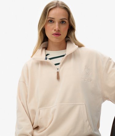 Felpa mezza zip in velluto Country Club Image 2