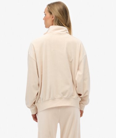 Felpa mezza zip in velluto Country Club Image 5