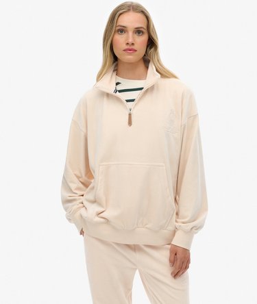 Felpa mezza zip in velluto Country Club Image 1