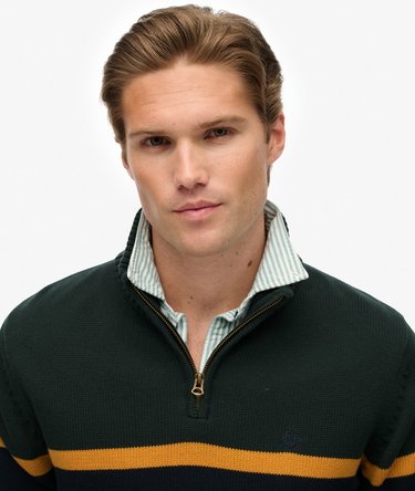 Cotton Stripe Half Zip Knit Image 4