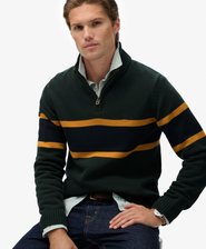 Cotton Stripe Half Zip Knit