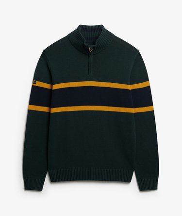 Cotton Stripe Half Zip Knit Image 6