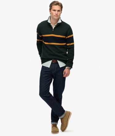 Cotton Stripe Half Zip Knit Image 3